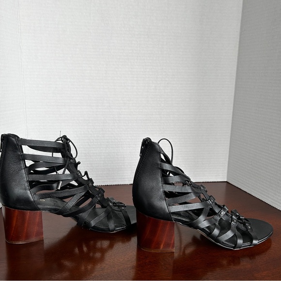 ALDO Black Leather Myssi Lace-up Block Heel Sandals - Picture 4 of 12